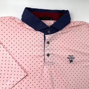 Greyson Mens XL Pink Wolf Head Print Golf Polo Shirt Forest Highlands Navy